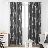 Deconovo Blackout Curtains Silver Wave Foil 2 Panels 66x72 Dark Grey view 2