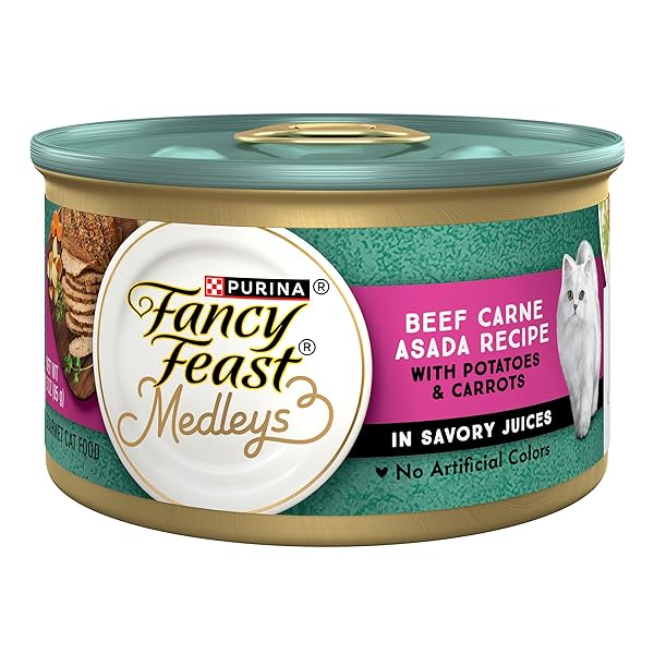 PURINA FANCY FEAST MEDLEYS WET FOOD FOR CATS BEEF CARNE ASADA RECIPE WITH POTATOES AND CARROTS IN SAVORY JUICES – (PACK OF 24) 3 OZ. CANS