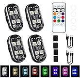 Mcbazel Upgrade 4Pcs Wireless LED Strobe Lights (4 Lamp Beads, Lasts Longer), 8-Colors USB Waterproof Anti-Collision LED Car