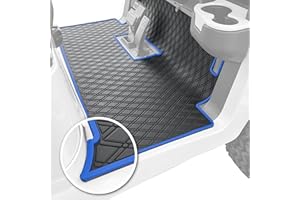 Xtreme Mats Club Car Golf Cart Mat, Full Coverage Golf Cart Floor Liner Mats - Fits Club Car Models Precedent (2004-2023)/Onward & Tempo (2017-2023)/Villager & V4L (2019-2023) - Black with Blue Trim