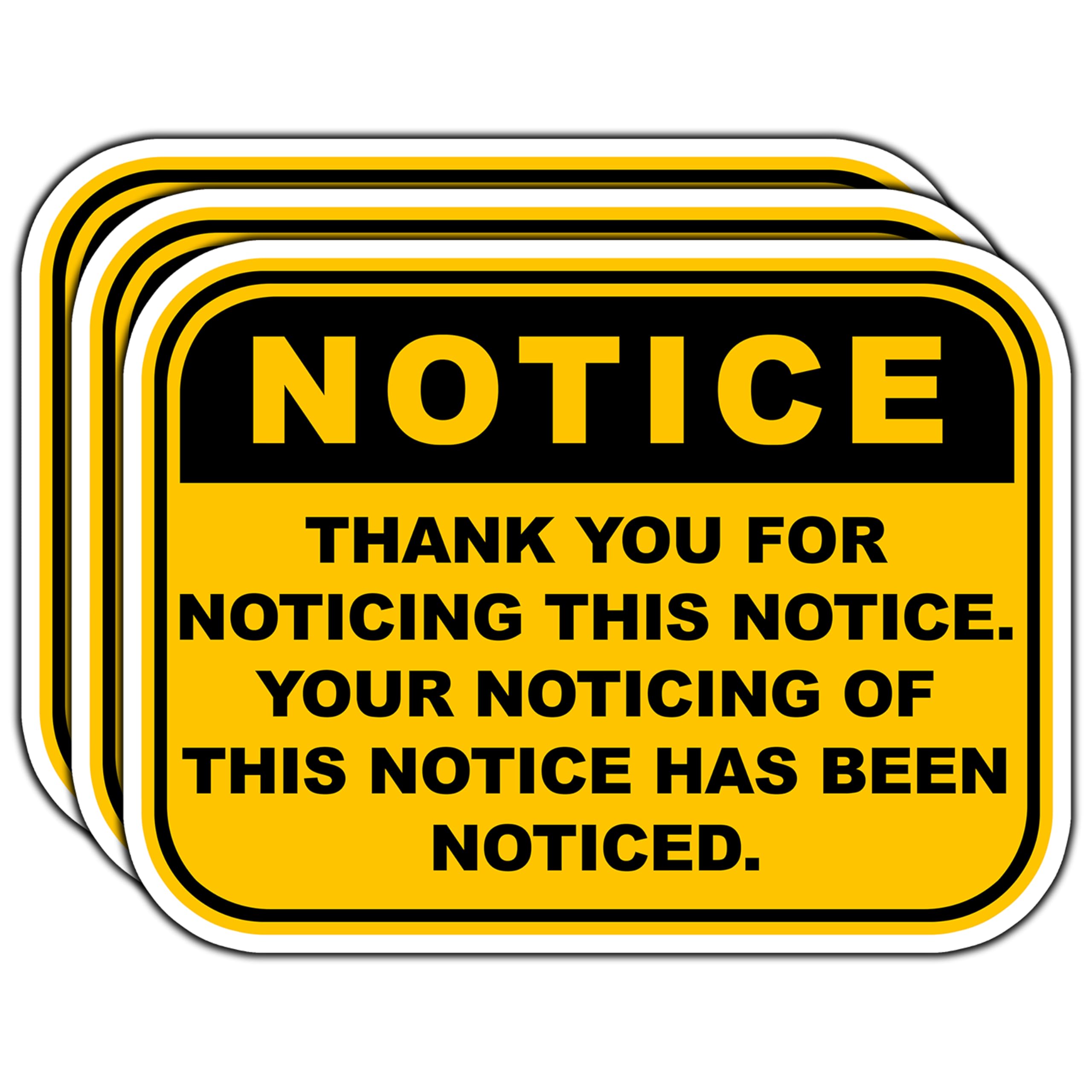 Photo 1 of (3Pcs) Thank You for Noticing This Notice Sticker Funny Notice Sarcastic Stickers Humorous Decorate Waterproof Vinyl Decal for Car Laptop Water Bottle Tumbler Phone Case Notebook Size 3x2.3 Inches