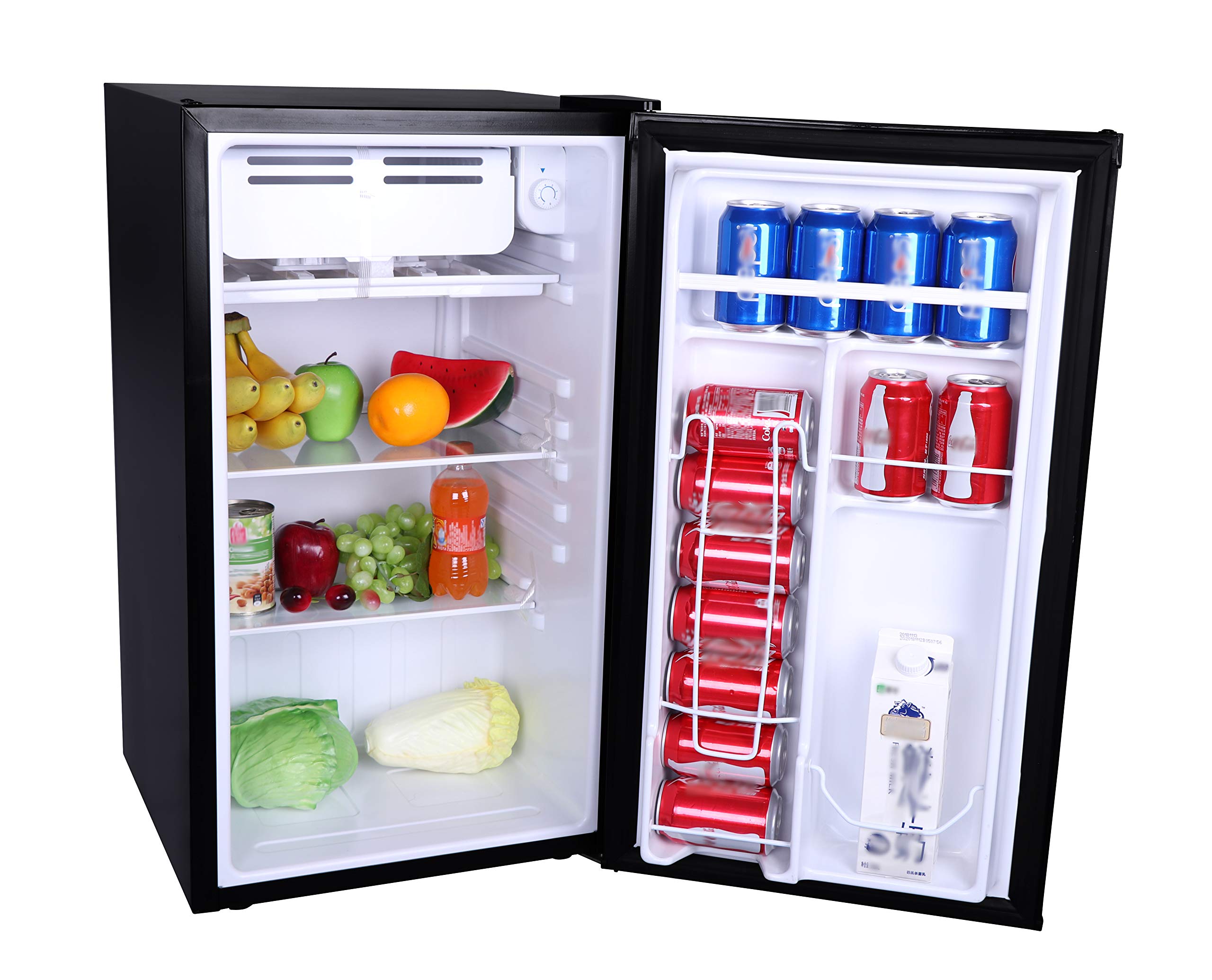 ARCTIC CHEF ACFR335, 3.2 Cu Ft Compact Design Mini Fridge with Freezer, Stainless, Black SS