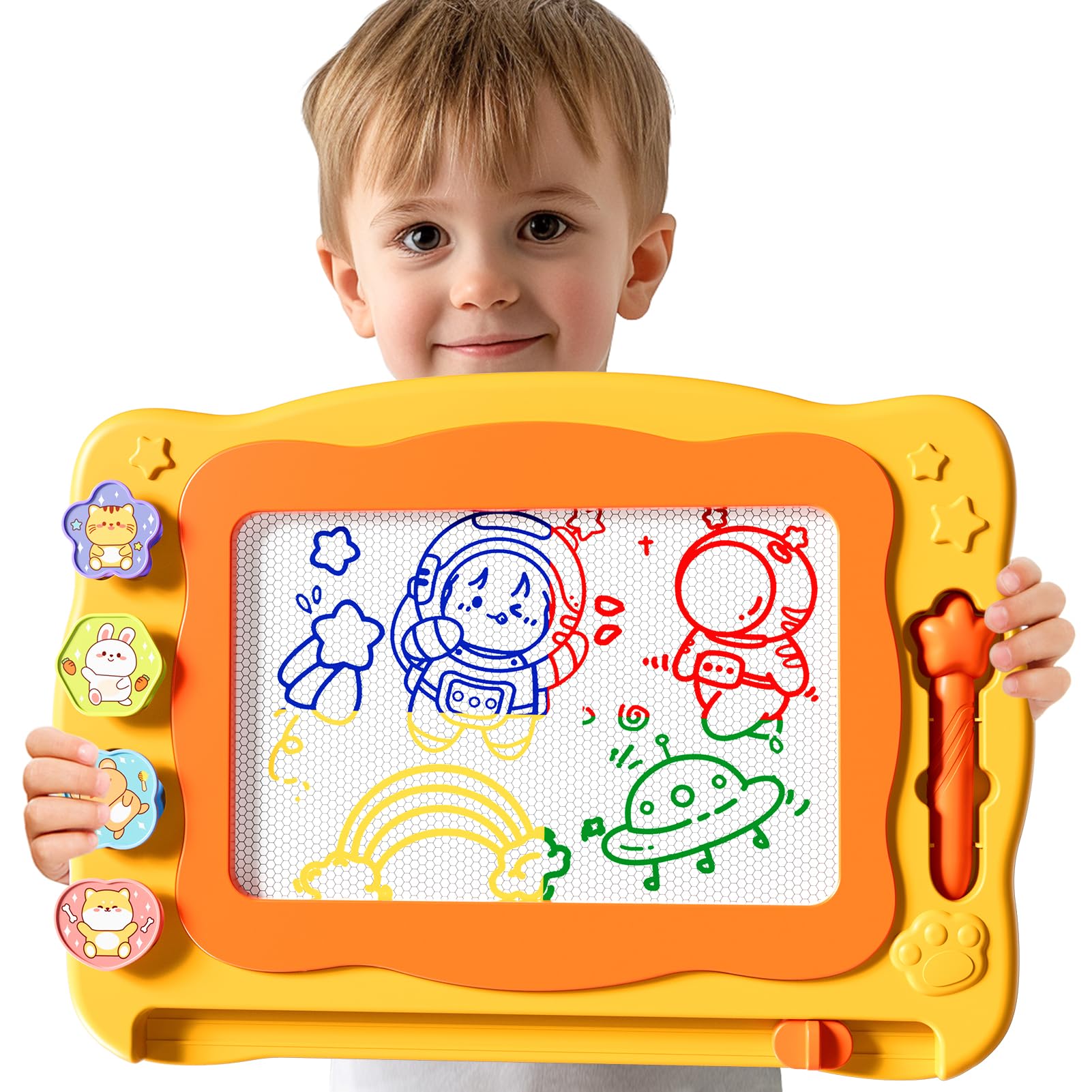 Photo 1 of Large Magnetic Drawing Board Toddler Toys for 3 4 5 6 Year Old Kids Girls Boys, Doodle Board Montessori Preschool Educational Travel Toys Gifts for 3 4 5 6 Year Old Etch Sketch Erasable Writing Pad