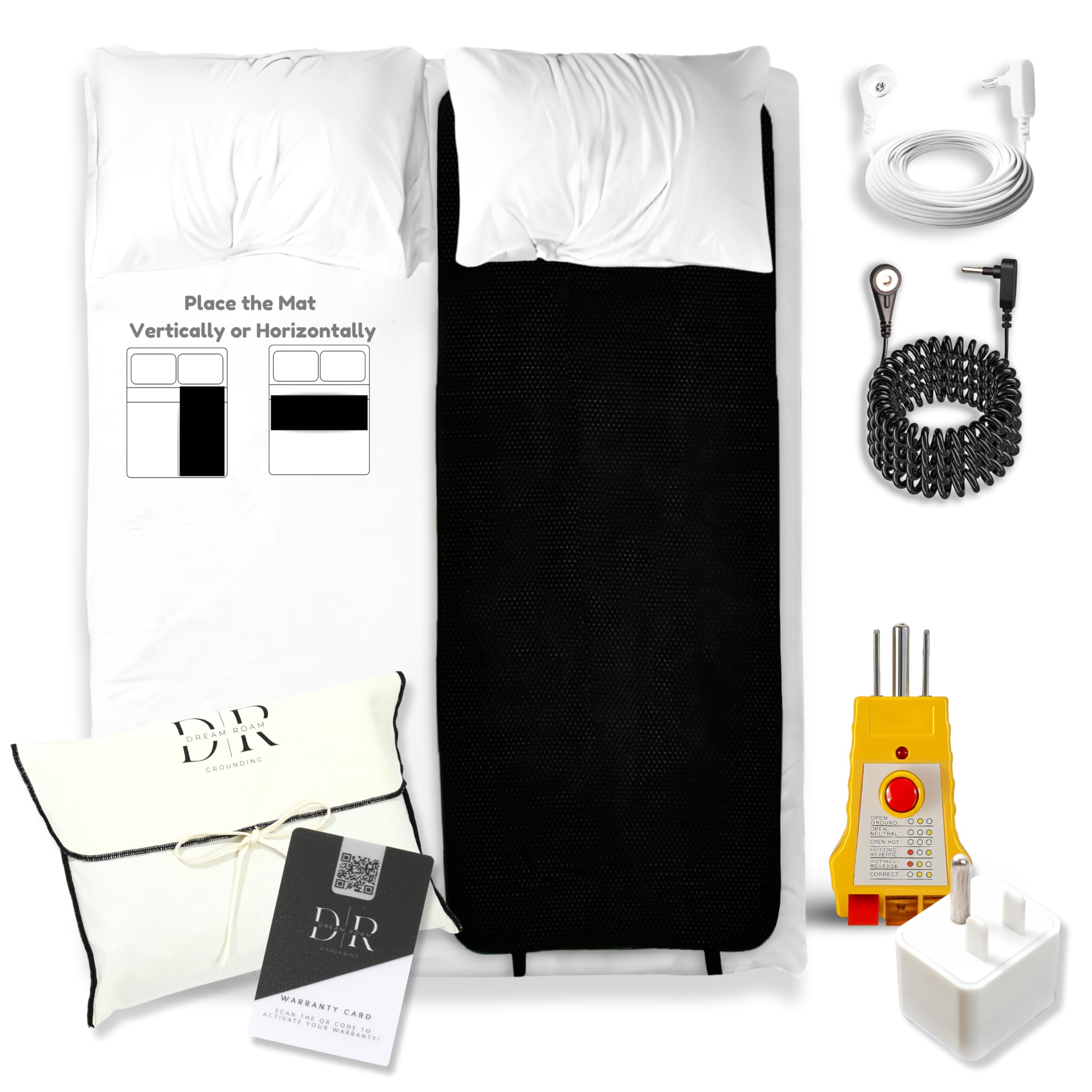 Photo 1 of Grounding Mat for Bed, Natural Sleep Solution, Conductive Mattress Cover, Safety Adapter, 2 Cords, Premium Packaging, 2-Year Warranty by Dream Roam Grounding, Twin: 27"x73"