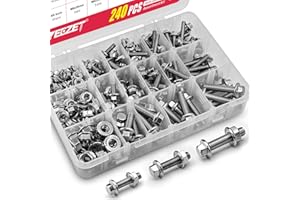 YEEZET 240PCS M5 M6 M8 Flanged Bolts and Nuts Kit,Stainless Steel 304 Metric Flanged Hex Screws Nuts Includes 14 Most Common 