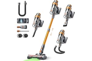 EzyTidy Cordless Vacuum Cleaner, 50KPa 600W 65Mins Stick Vacuum Cleaners for Home, Self-Standing Handheld Vacuum with 3.3Ft E