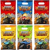 Pajean 48 Pieces Monster Truck Party Favor Bags Bulk Plastic Happy Birthday Truck Treat Goodie Bags for Kids Racing Themed Decorations Monster Birthday Party Supplies Packing, 9.8 x 6.5 Inch