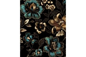 XRUIBZI Vintage Dark Floral Peel and Stick Wallpaper,Black Boho 17.5"x 118"Contact Paper,Retro Flower Wall Paper for Bathroom