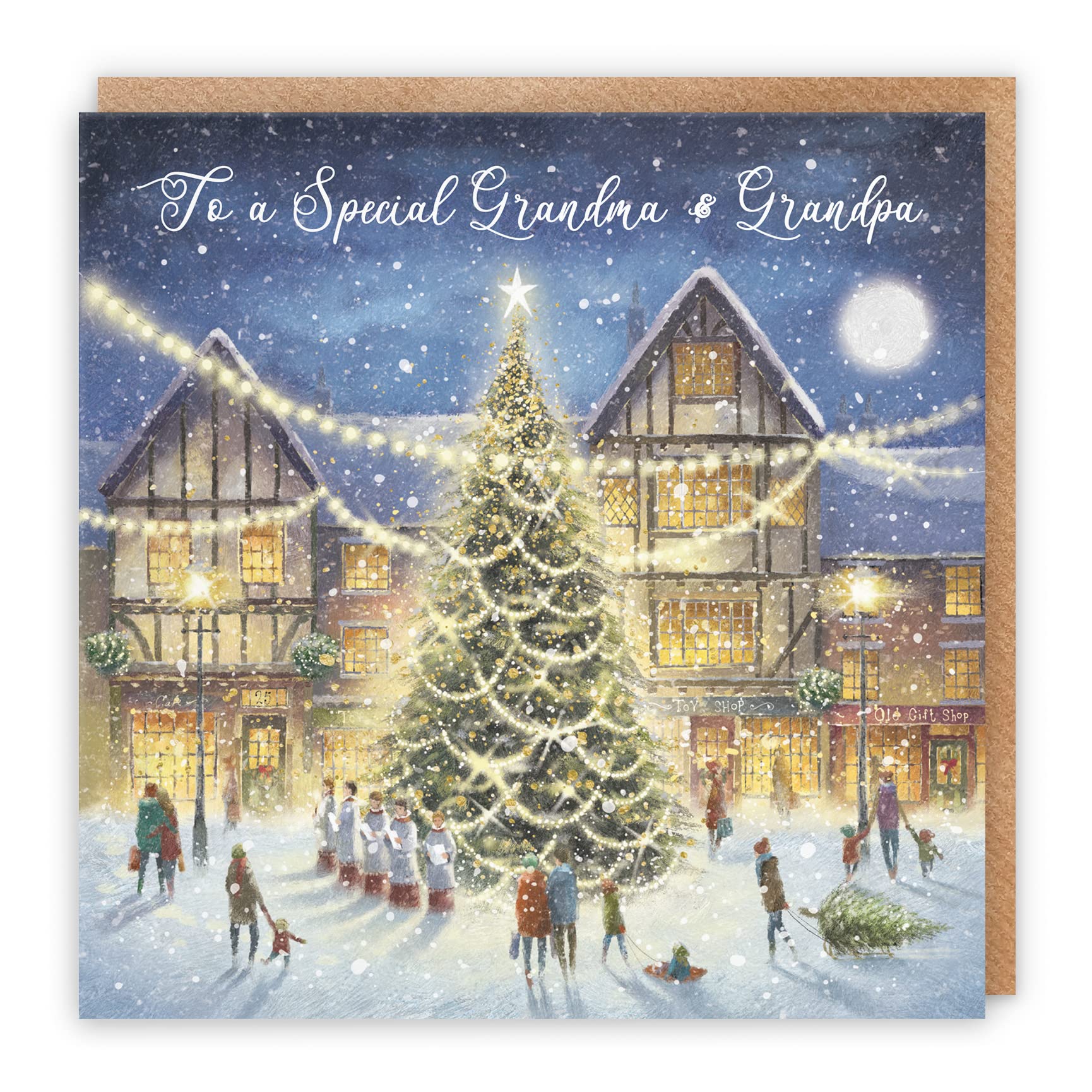 Hunts England - Grandma And Grandpa Christmas Card - 'Christmas Eve' - To A Special Grandma & Grandpa - Milo's Gallery Collection - Christmas Wording Inside - From Grandson/Granddaughter