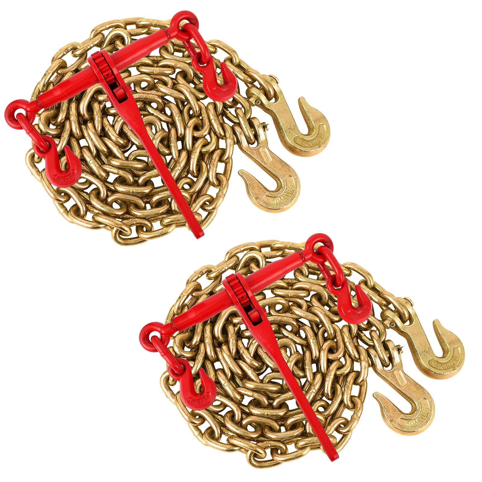 Photo 1 of **PAINT CHIPPED ON HOOK**3/8"-1/2" Chain Binders Sets of 2, 3/8"×10Ft Chains, Grade 70 Binders and Chains, Load Transport Binder Chain with Grappling Hook, for Industrial, Agricultural, Logging