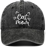 CORIRESHA Cat Mom Baseball Cap Washed Denim Cotton Adjustable Unisex Hat