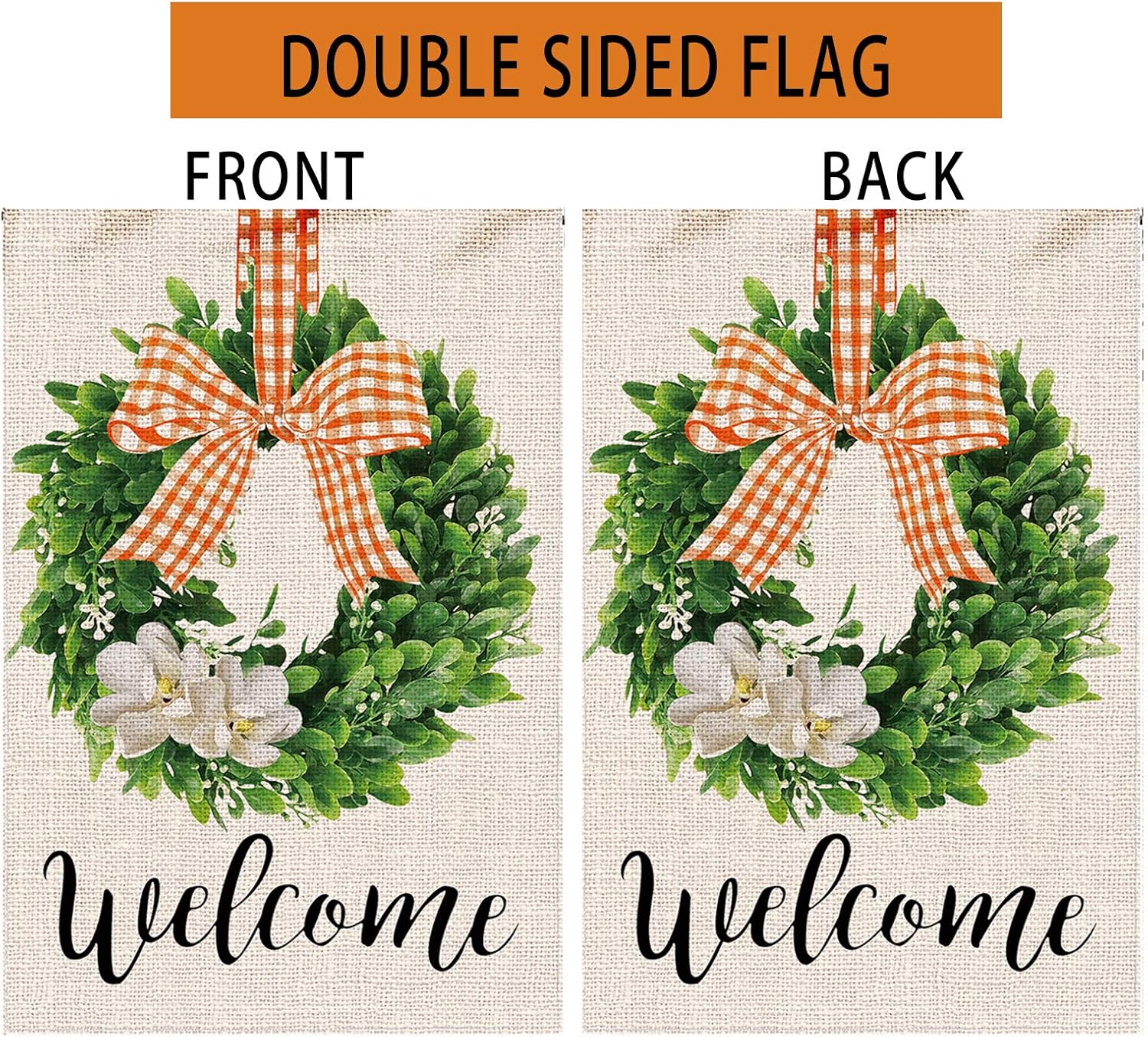 80% off : Hexagram Boxwood Wreath Welcome Garden Flag, Burlap
