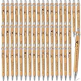 PIAOPIAONIU 50 Pcs Bible Verse Pens Wooden Christian Pen Bulk Bamboo Retractable Ballpoint Pen Religious Inspirational Script