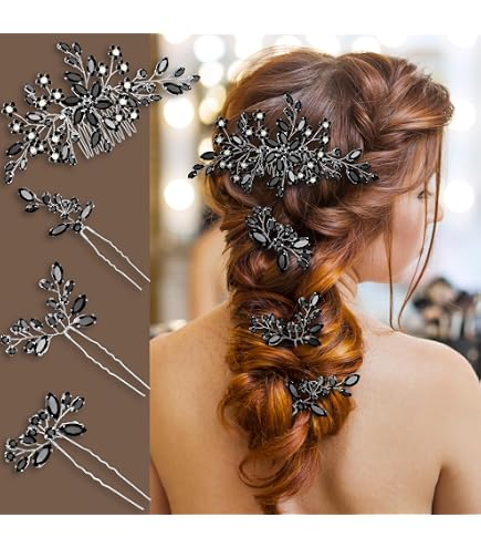 Amazon.com : BERYUAN Clear Crystal Teardrop Hair Comb for  display picture 2