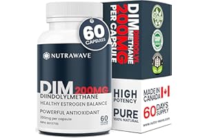 Nutrawave 200mg DIM Capsules, Diindolylmethane Supplement for Healthy Estrogen and Hormone Balance. Improved Metabolism, Redu