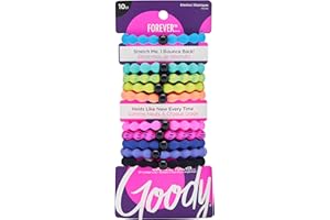 Goody Ouchless Forever Hair Elastics - 10 Ct, Assorted Neon, Damage-Free Bands, 3X Stronger Hair Ties, Retainable Shape, 16 Strand Inner Core, Hair Accessories for Women & Men, All Hair Types