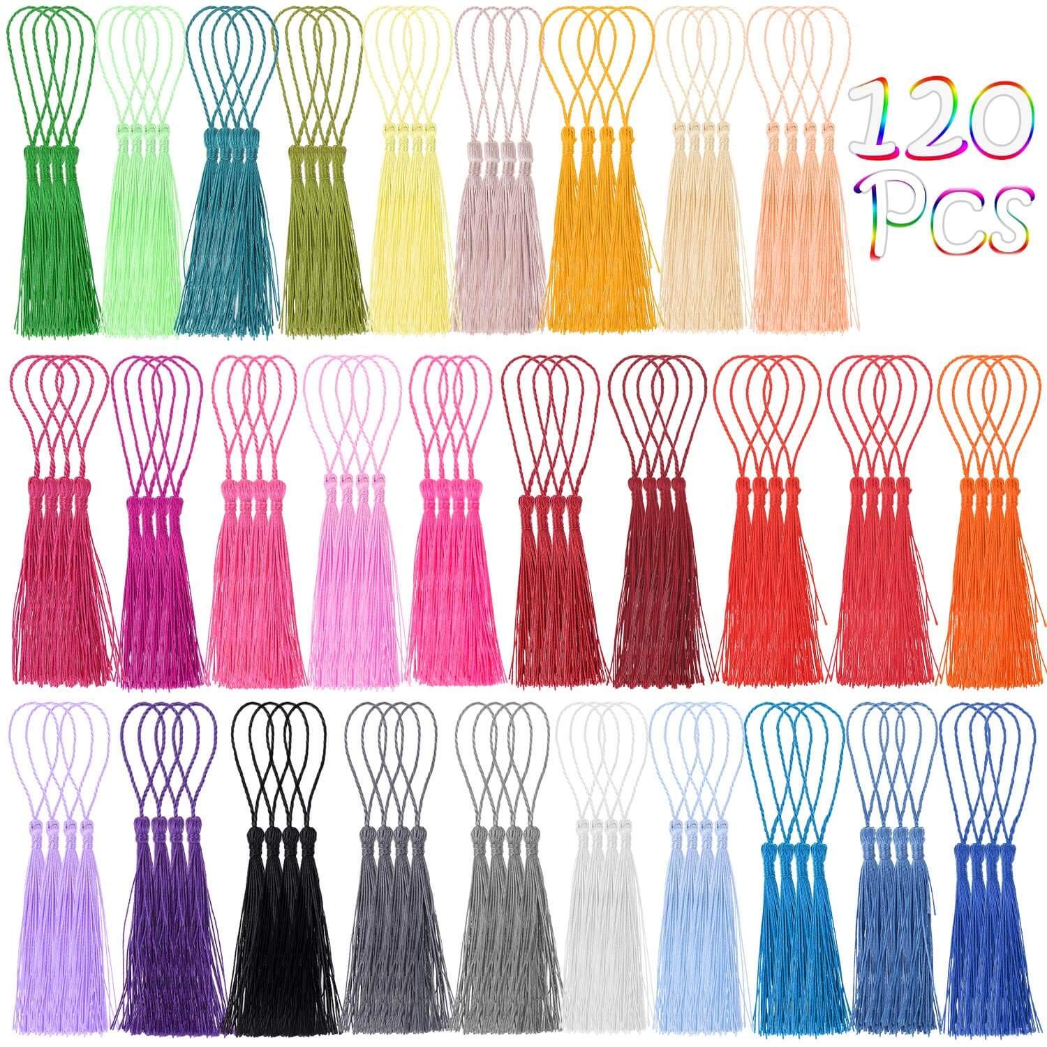 Photo 1 of *******PARTIAL SET****** Tassels, Cridoz 120Pcs Bookmark Tassels Silky Handmade Soft Craft Mini Tassels with Loops for Bookmarks, Crafts and Jewelry Making, 30 Colors