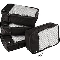 Amazon Basics Small Packing Travel Organizer Cubes Set, Black - 4-Piece Set