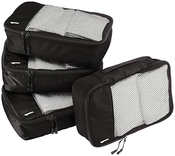 AmazonBasics Kleine Kleidertaschen, 4 Stück, Schwarz