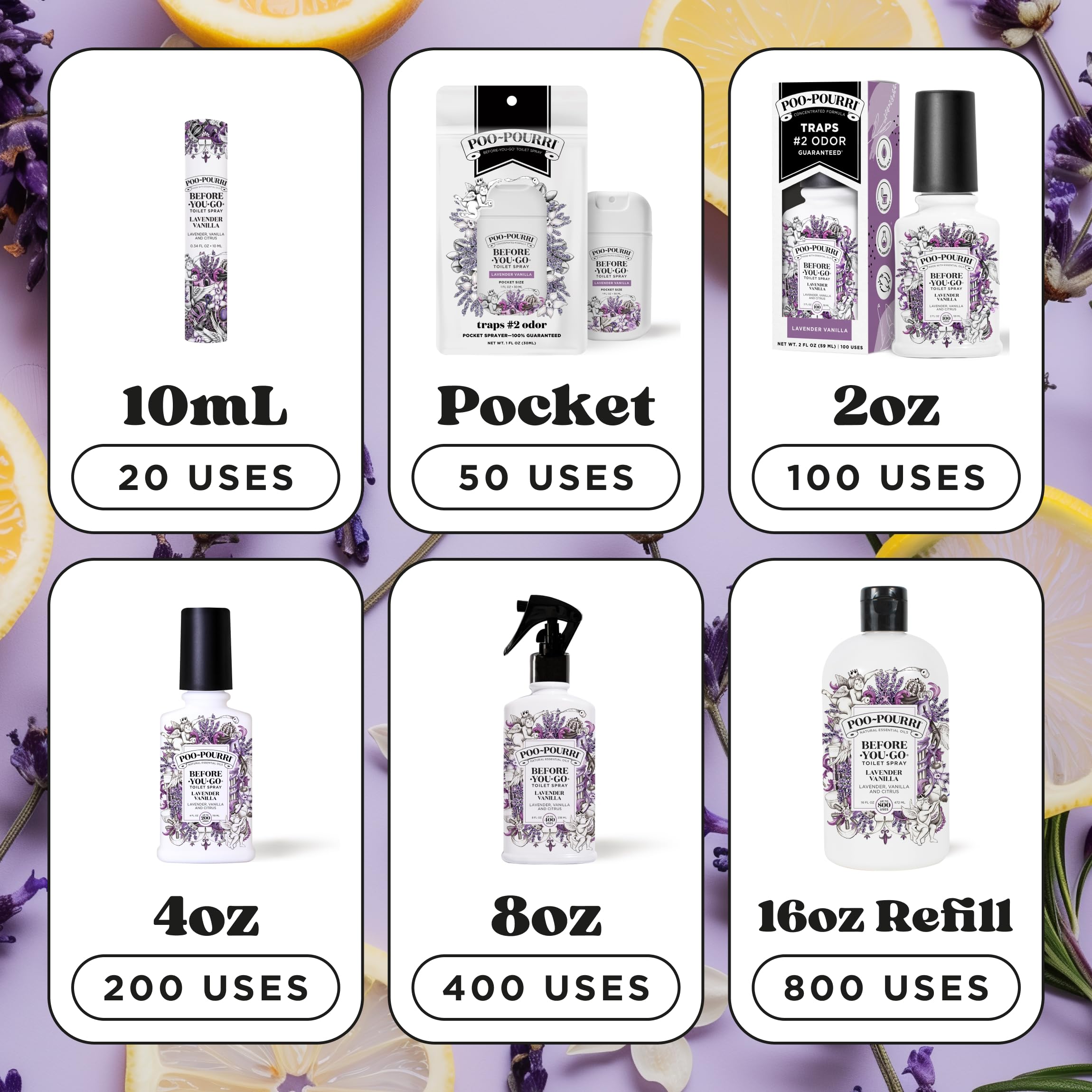 Poo-Pourri Before-You-Go Pocket Toilet Spray, Travel Essentials, Lavender Vanilla, 1 Fl Oz, Up to 50 Uses, On-The-Go Bathroom Odor Deodorizer with Essential Oils, TSA Approved Size