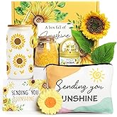 Birthday Gifts for Women Sunflower Gifts Get Well Soon, Sending Sunshine Gift Baskets, Self Care Spa Gift for Women Her Mom Best Friends Sister, Thank You Christmas Day w/Glass Cup