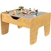 KidKraft Reversible Wooden Activity Table with Board with 195 Building Bricks &ndash; Gray &amp; Natural, Gift for Ages 3+