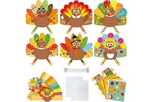 ceiba tree 27Pack Turkey Hat Crafts Kit for Kids DIY Thanksgiving Turkey Headbands Paper Crowns Fall Autumn Party Decoration School Classroom Activities