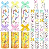 Qinyoung 24 Pcs Reusable Easter Plastic Tumblers with Lids and Straws Bow Bulk 13.5 oz Easter Bunny Cups Colorful Bunny Plastic Cup for Easters Party Favors Supplies Beverage Ice Coffee Beer Juice