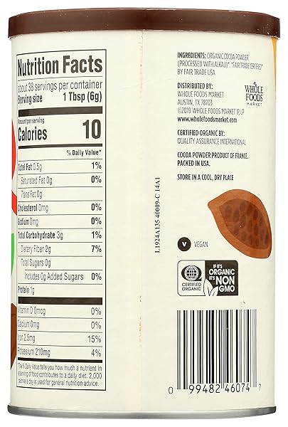 365 BY WHOLE FOODS MARKET, ORGANIC COCOA POWDER, UNSWEETENED, 8 OUNCE
