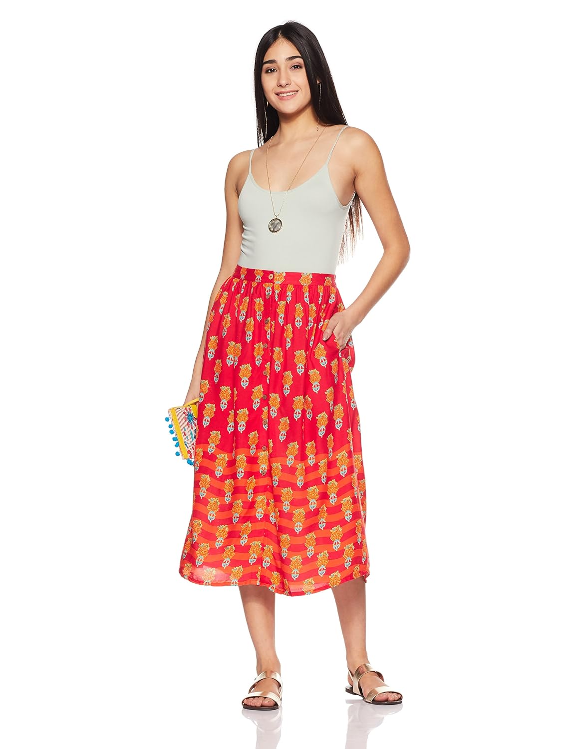global desi women's a-line midi skirt