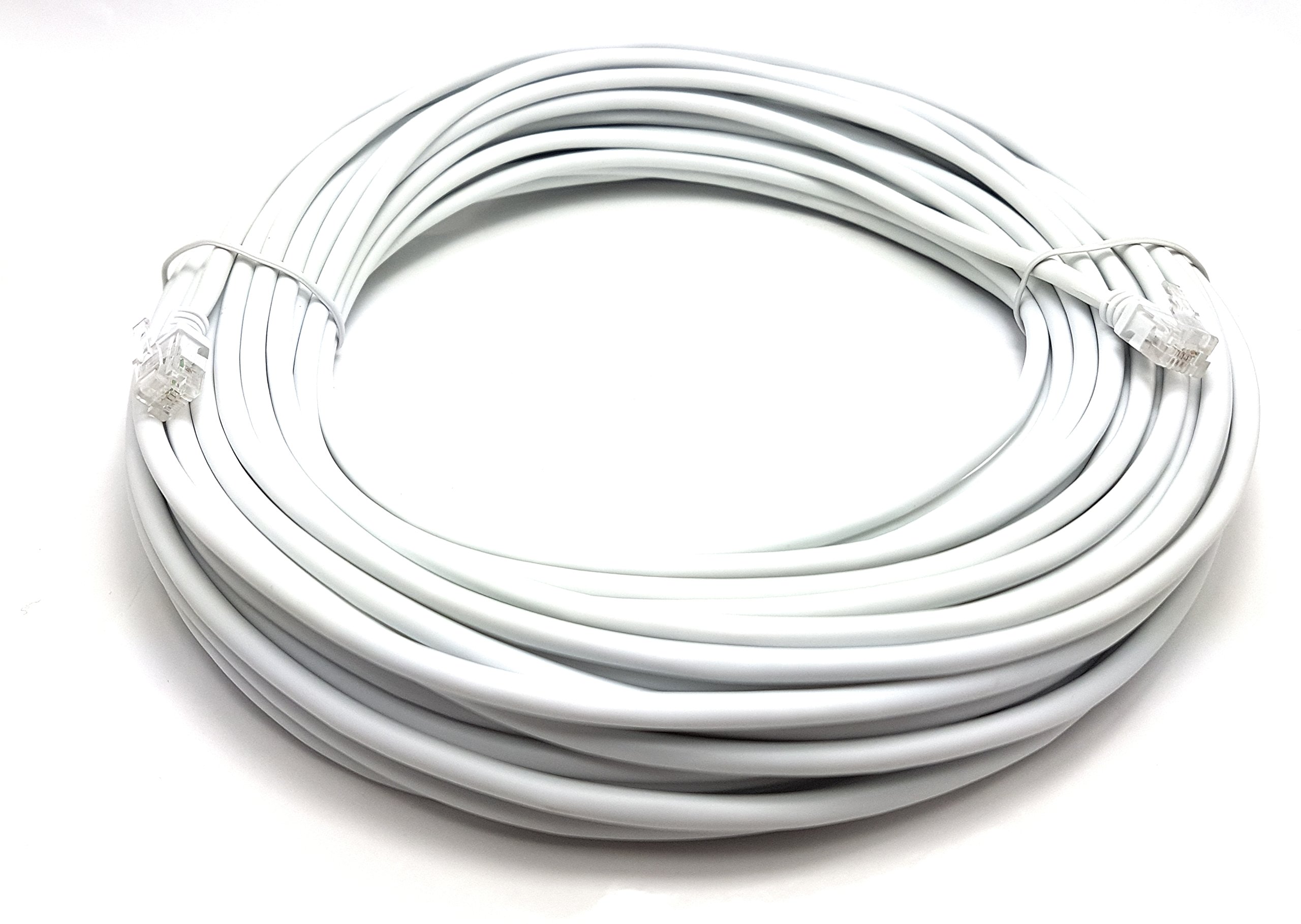MainCore 20m Long White ADSL 2+ High Speed 26AWG Broadband Modem Cable RJ11 to RJ11 (Available in 0.5m, 1m, 3m, 5m, 10m, 20m) (20m)