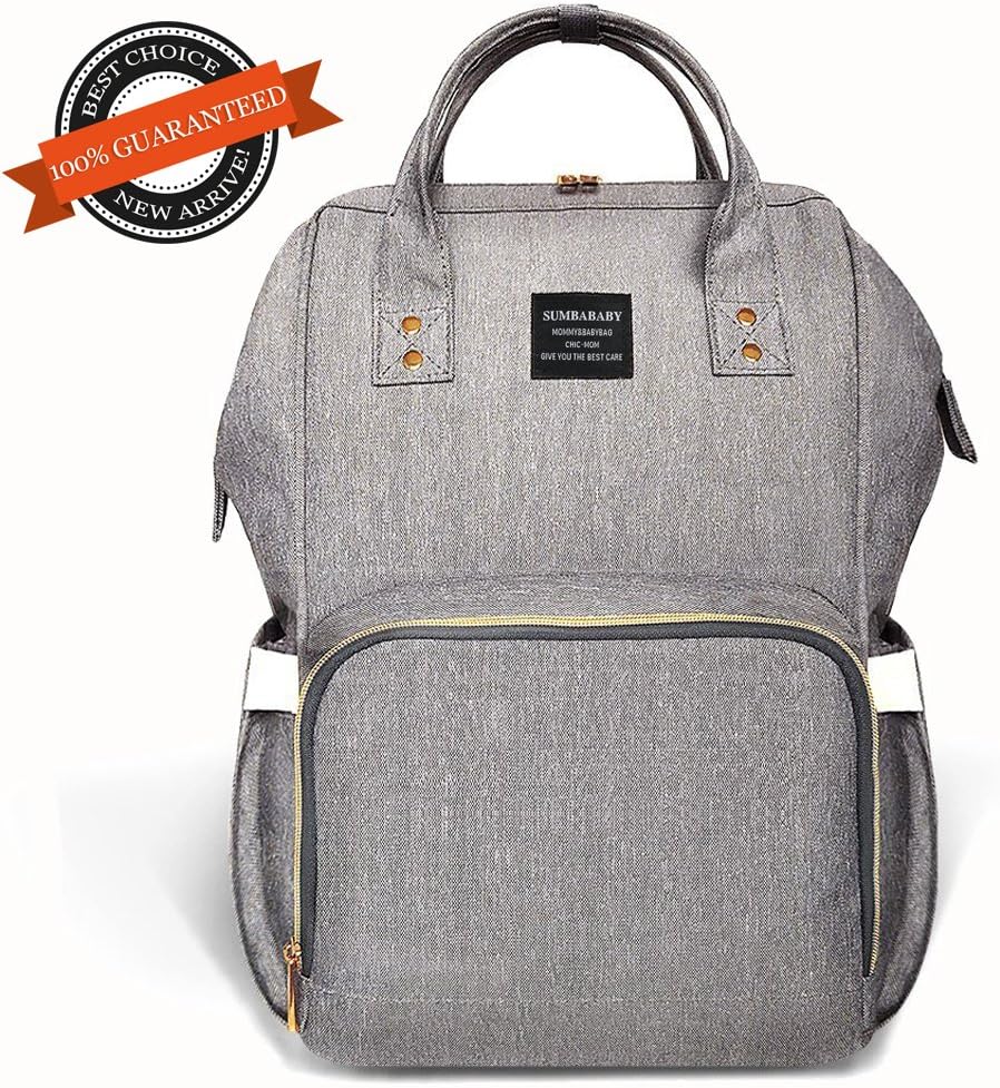 Diaper Bag Travel Nappy Backpack - Waterproof Roomy Baby Bags Multi-Function Nursing Shoulder Bag for Mummy and Baby Care by MonoBeach (Linen)