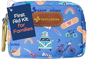 KEEP>GOING KeepGoing Small Travel First Aid Kit Kids – 60 Pc. Mini First Aid Kit for Purse, Diaper Bag, & Backpack with Latex-Free Bandages – 4 Oz., & 4.5 x 3.5 x 2 in, TSA-Approved