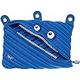 ZIPIT Monster Pencil Pouch for Boys | 3-Ring Binder Pencil Case | Large Capacity Pen Case for School (Blue)