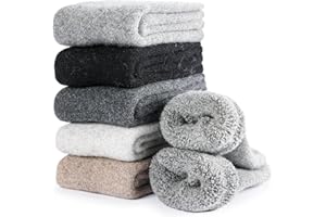 DOINUO Wool Socks for Women, 5 Pairs Thermal Thick Warm Winter Hiking Walking Cozy Crew Boot Gifts Socks