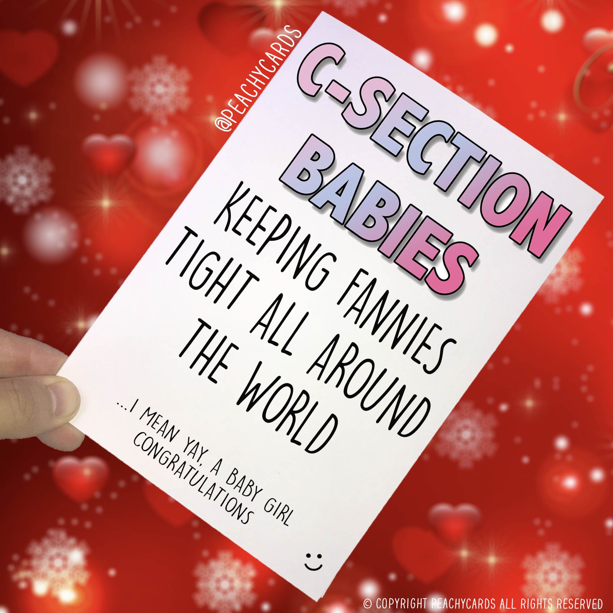 Funny Csection Baby Card New Baby Card Baby Girl Card Caesarean Section Yay A Baby Girl Funny Baby Card, Rude, Congratulations Card PC229