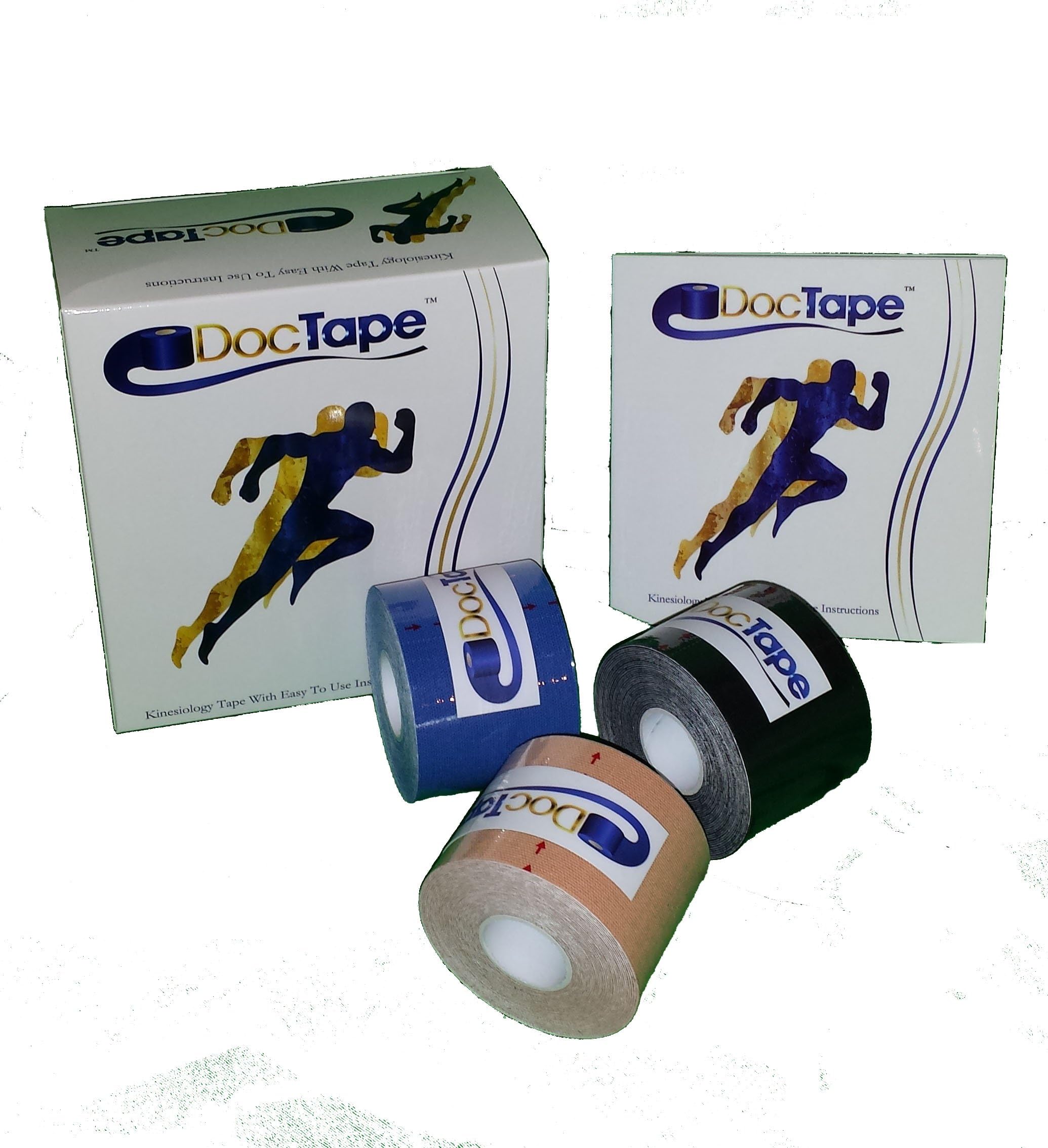 Doctape Is a Kinesiology Tape Used By Professional Athletes and Doctors to Help with Joint Stabilization, Pain, Swelling and Injuries. The Doctape Box Includes 3 Rolls of Tape and an Instruction Manual on How to Use the Tape for All Your Major Joints. Free Help Is Available From Our Physician to Maximize the Benefit of Our Doctape. One of the Best Performing Tape in the Industry!