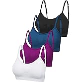 SATINIOR 4 Pieces Bralette Neck Cami Bra Wireless Tank Top Sports Bra for Women