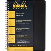 Rhodia 193469C - Spiral Notebook (Full Bound) Black Notebook - A5+ - Ruled - 160 Detachable Pages - Clairefontaine Paper 80 g/m - Soft and Resistant Coated Card Cover - Classic
