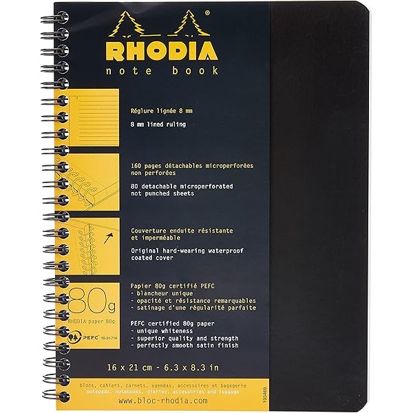 Quaderno Rhodia Greenbook A5+ Riciclato - 160 Pagine A Quadretti, Carta Clairefontaine 90g - Foto 6