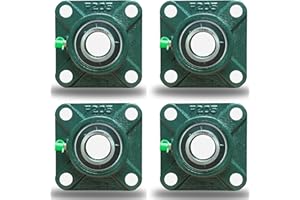 TONMP 4 Pack UCF205-16 Pillow Block Bearing - Square Flange 4 Bolt Bearing - Bearing Steel with 1 inch Bore - Self Alignment (UCF205-16)