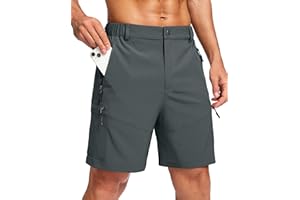 Pudolla Men's Hiking Cargo Shorts Lightweight 7" Travel Casual Shorts for Men Golf Work Outdoor with 5 Zipper Pockets