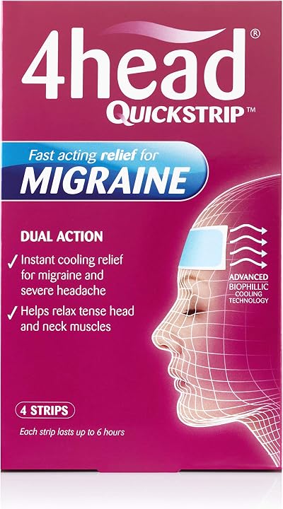 4HEAD QuickStrip Hydro Gel Strips 4 count Migraine Relief