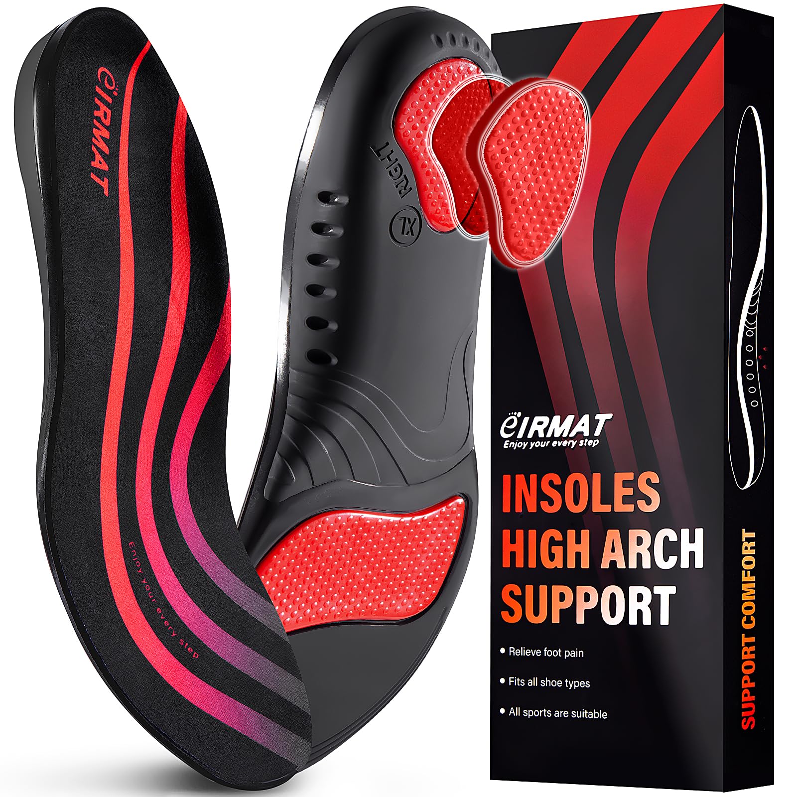 Photo 1 of ?Plantar Fasciitis Insoles for Men - Arch Support Inserts with Shock Absorbing Gel, Orthotic Insoles for Flat Feet Relief & All-Day Walking Comfort(S)