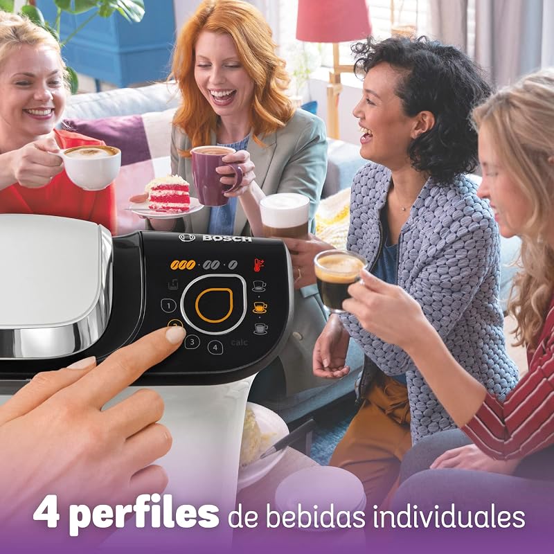 Máquina multibebida BOSCH TASSIMO MY WAY 2, TAS6504, hasta 70 bebidas, OneTouch, servicio individual, personalización de bebidas, filtración de agua BRITA MAXTRA+, INTELLIBRE, blanco