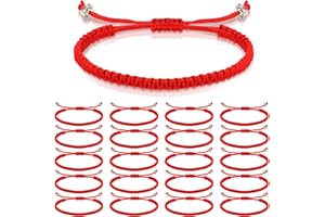 Jadive 20 Pcs Red Protection Good Luck Bracelet Red String of Fate Adjustable Bracelet Braided Knot Kabbalah Rope for Lover Couple Friend Women Men