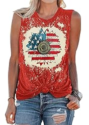 4th of July Tank Tops Women Sunflower Tees Shirts