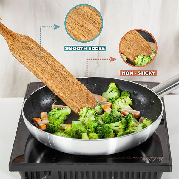 STIRGURU SET OF 5 WOODEN SPURTLE SET + 1 TOASTER TONG TO STIR AND SERVE LIKE A WHIZ – SPURTLES KITCHEN TOOLS WOODEN. HANDY FOR CHEF DE CUISINE. ACACIA WOOD SPATULA SPURTLES KITCHEN TOOLS AS SEEN ON TV