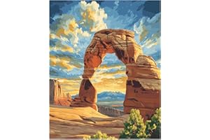 CAWPOM Arches National Park Paint by Number, Delicate Arch Paint by Numbers Kit for Adults, Utah Landscap Acrylic DIY Oil Painting on Canvas for Gift, Home Wall Decor(16x20inch, No Frame)
