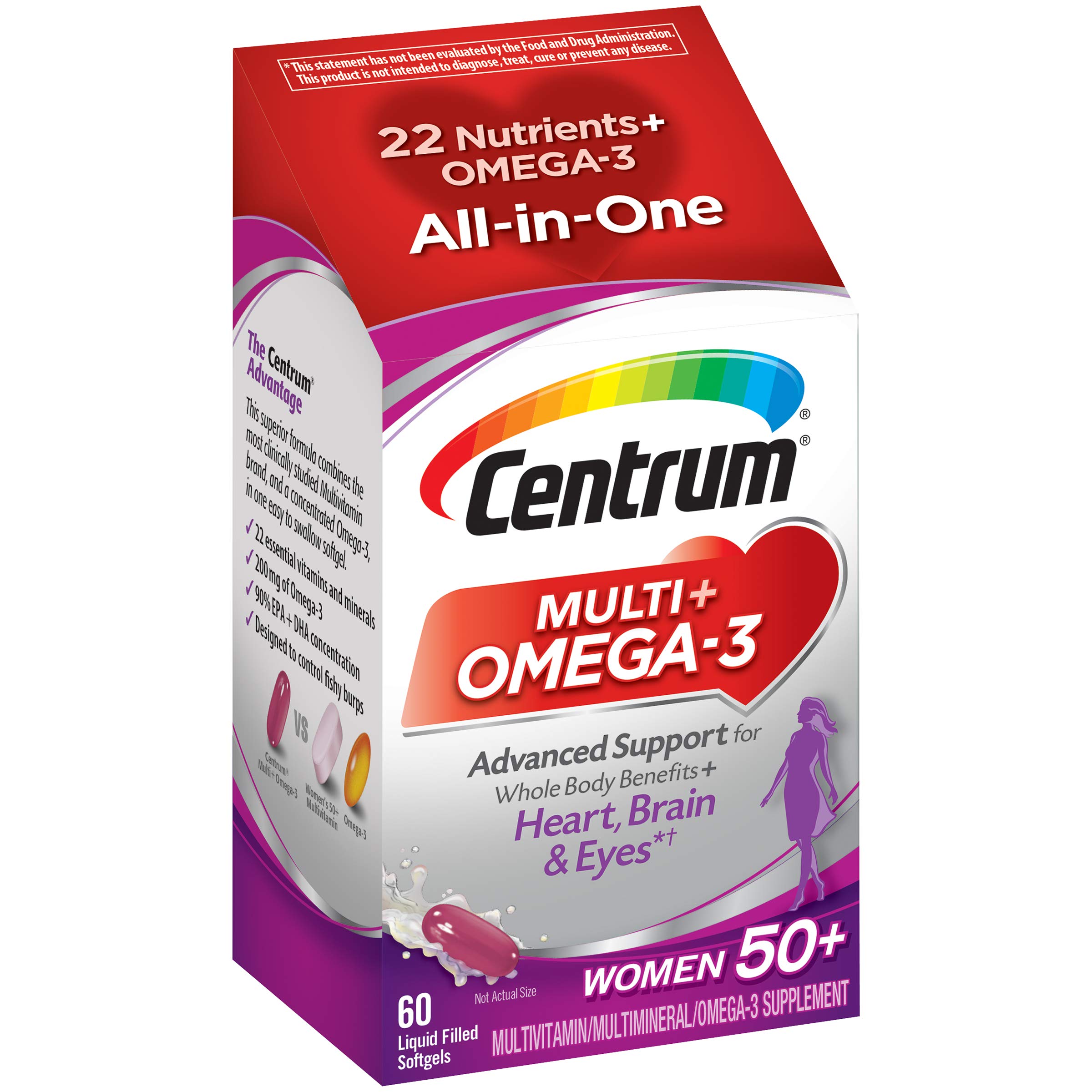 Buy Centrum Multi + Omega3 (60 Count, 2 Month Supply) Adult Multi and